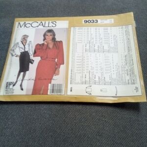 McCall's Sewing Pattern 9033 Women's Blouse & Skirt Size 12 Uncut 80s Eighties